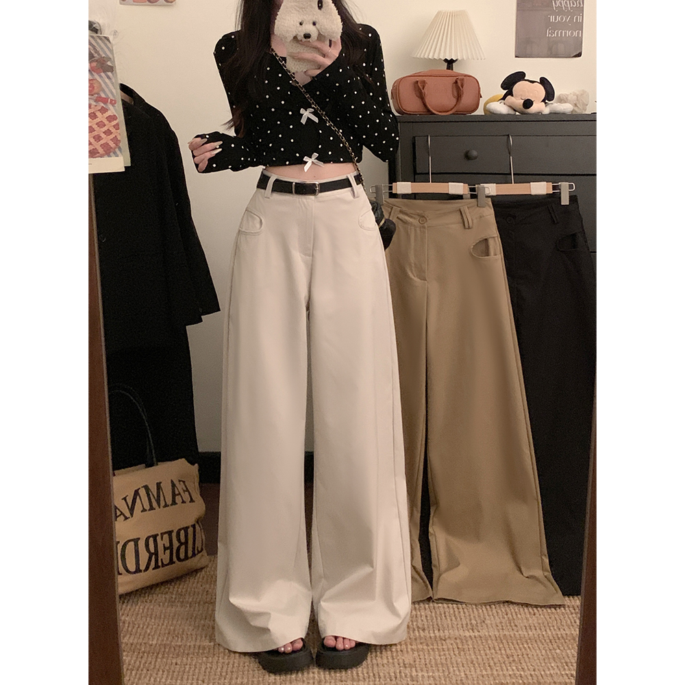 Real shot!  2025 new wide-leg pants for women with high waist droop loose casual floor-moving personalized pants