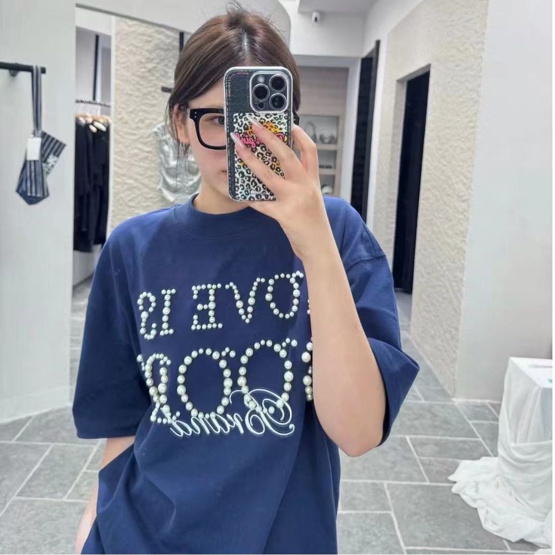 Pure cotton double yarn 260g original workmanship heavy pearl trendy brand American high street men and women short-sleeved couple T-shirts in summer