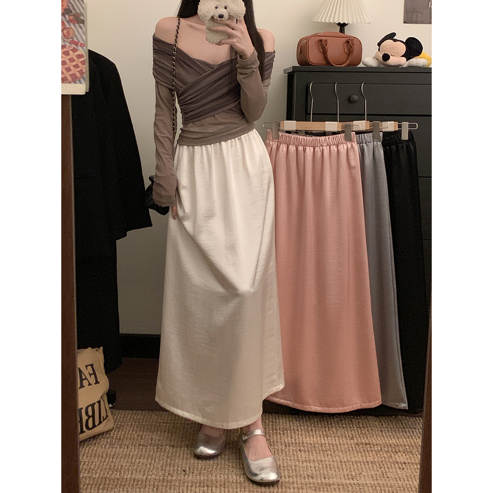 Real shot!  2025 new satin elastic waist skirt temperament skirt for women