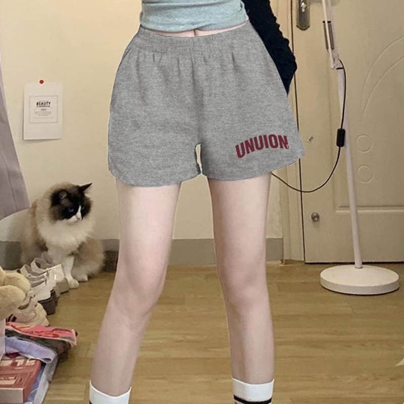 Official photo of pure cotton Hua cotton 310g three-point shorts for women in summer high waist loose legs long casual sports hot pants