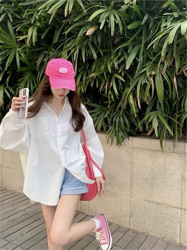 Casual white shirt and niche shirt new style design loose spring and autumn sun protection long-sleeved jacket top cardigan