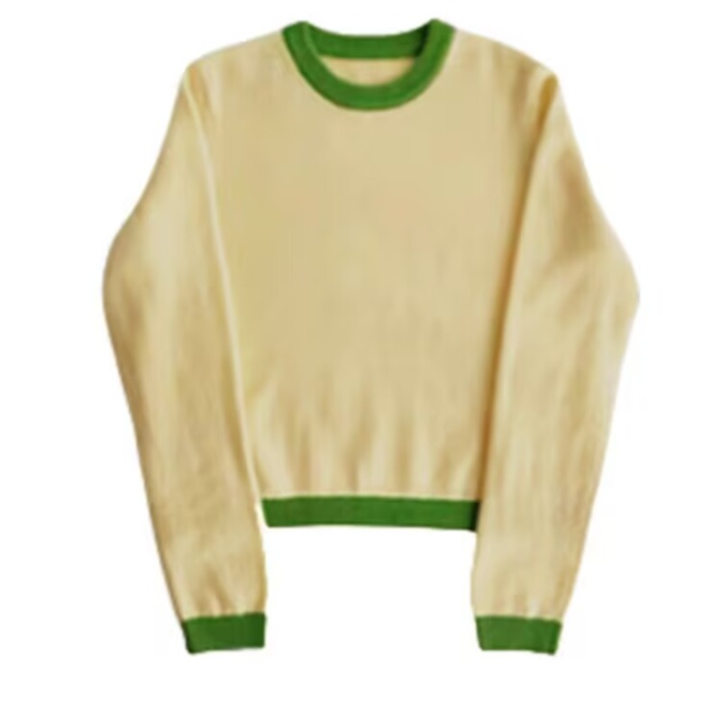 2025 Spring Korean college style age-reducing sunshine and gentle style contrasting color splicing fashion sweater versatile sweater