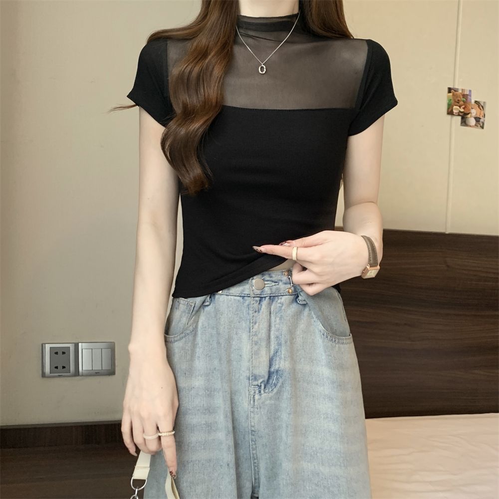 Real shot 40 pure cotton 210g 92 cotton/8 spandex short-sleeved T-shirt for women