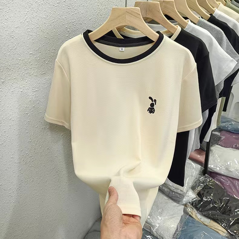 Real shot of 6535 cotton beads loose short-sleeved T-shirt top for women