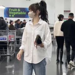 White shirt for women in spring and autumn new versatile slim design tops for women in niche sun protection clothes for women in outer versatile shirt