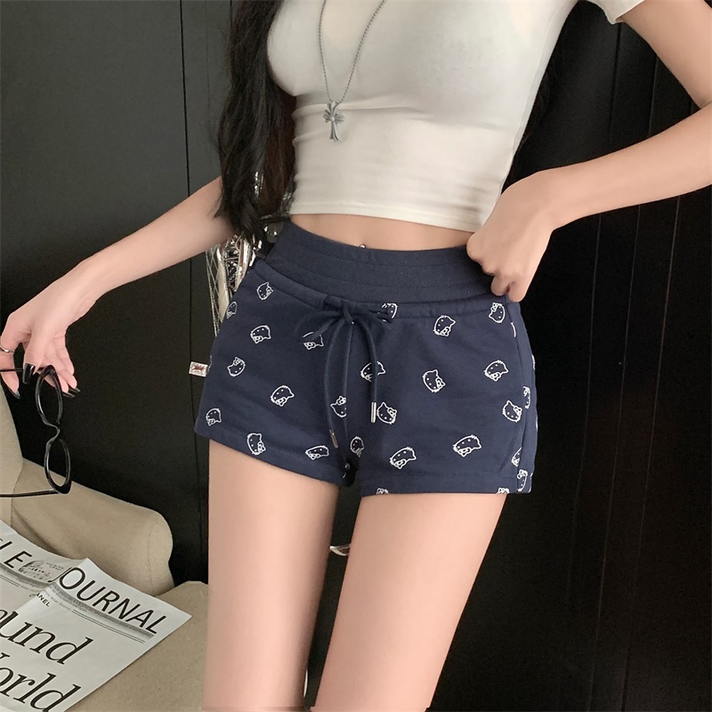 Real shot!  !  Hot pants with a low waist hot girl shorts for women with a slim drawstring sports hot pants