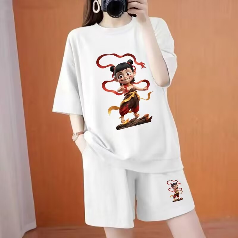National trend Nezha printed half-sleeved T-shirt in summer 2025 new couple short-sleeved loose ins trendy tops trendy women