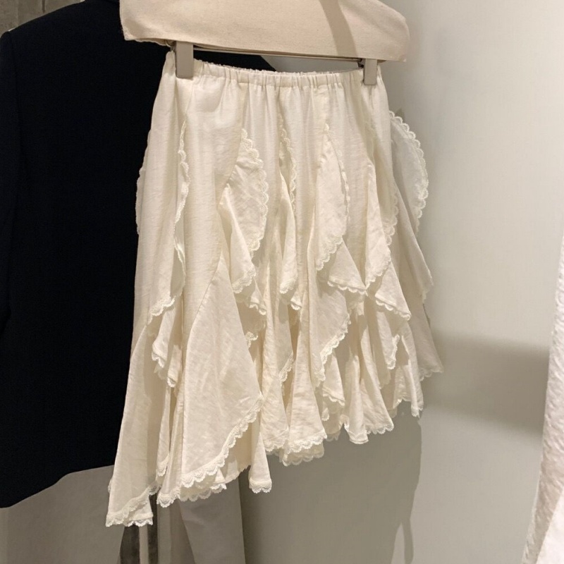 Lace lace spliced ​​ruffled skirt for women in spring and summer French irregular A-line fluffy cake chiffon skirt