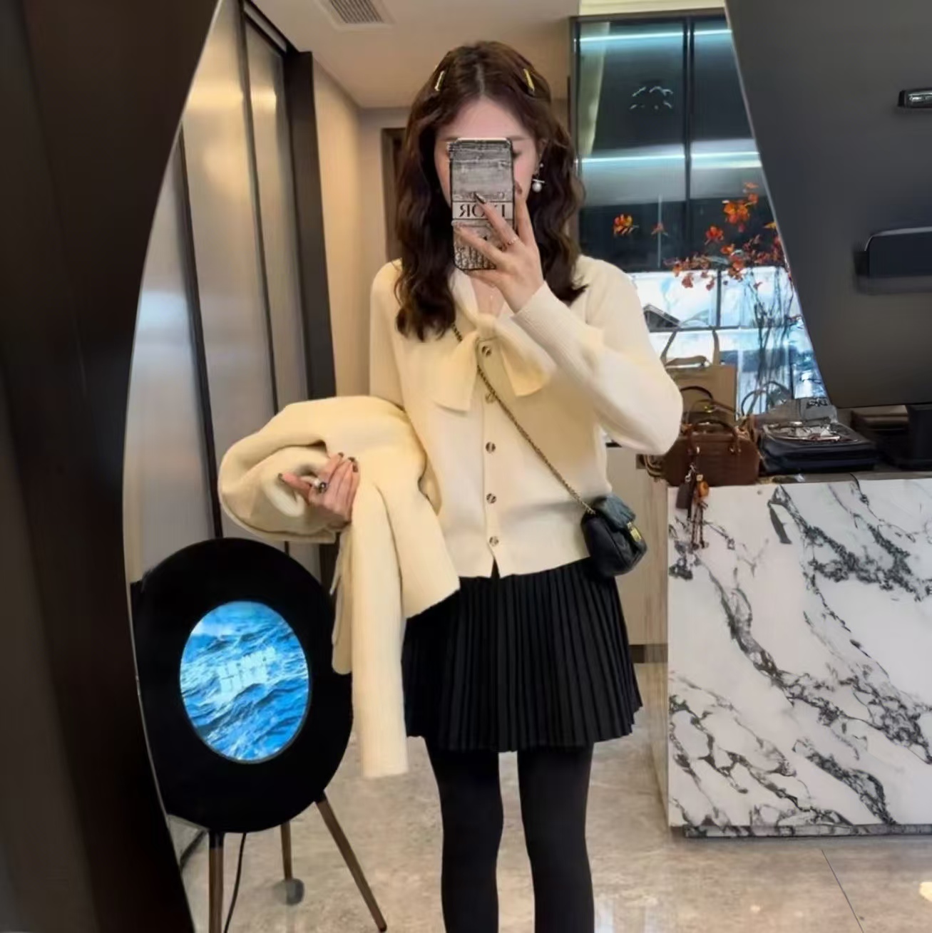 Purple sweater for women in autumn and winter niche new style inner bottom knit sweater small fragrant style short top