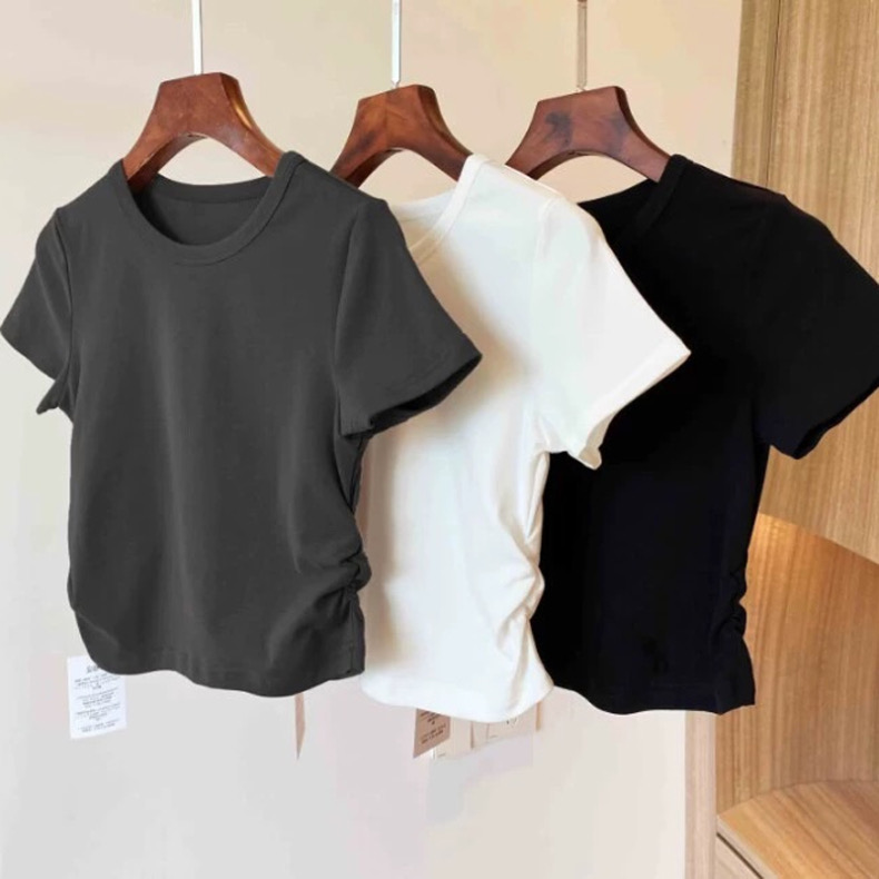 Official picture of front shoulder short-sleeved T-shirt for women's summer new design niche American European shirt hot girl top