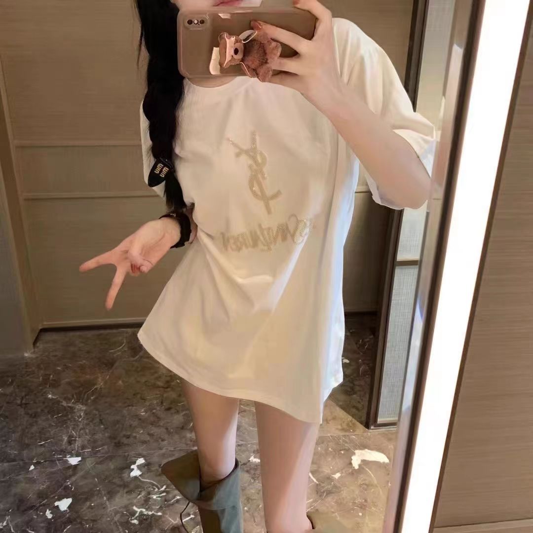 Hot diamonds + 40 210g summer new style lady and female heavy-working letters hot diamonds short sleeves