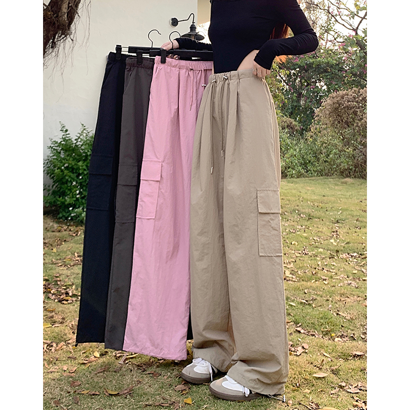 Real shot!  2025 new solid color drawstring casual pants for women's work pants loose wide-leg pants
