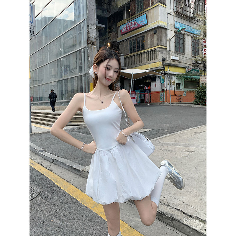 Korean chic pure sexy neck V-neck dress in summer new style slim and slim hip skirt