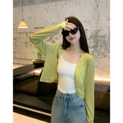 100-day silk skin-friendly sunscreen cardigan for women in summer thin small vest with loose shawl air conditioning shirt