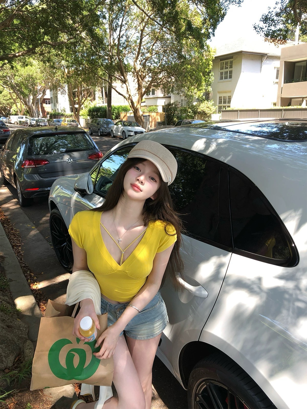 人棉黑色愛心繡花雙層花邊打底背心女夏季2025新款甜酷無袖上衣