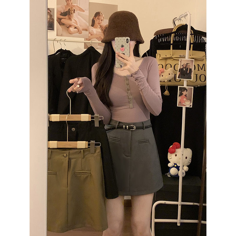 Real shot!  2025 new suit package hip skirt high waist slim American hot girl A-line short skirt for women