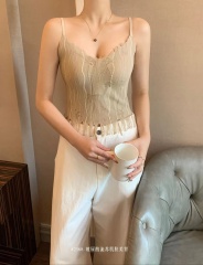 New hyaluronic acid tassel French lace V-neck beautiful back versatile underwear for women's suspender chest pad inner base vest