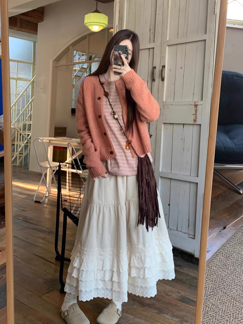 Baihua Velvet# Spring new Korean gentle style soft glutinous pink knitted cardigan for women sweet age-reducing versatile jacket