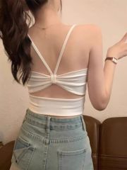 Beautiful back suspender vest for women wearing summer 2025 new bra with chest pad bra integrated underwear base top