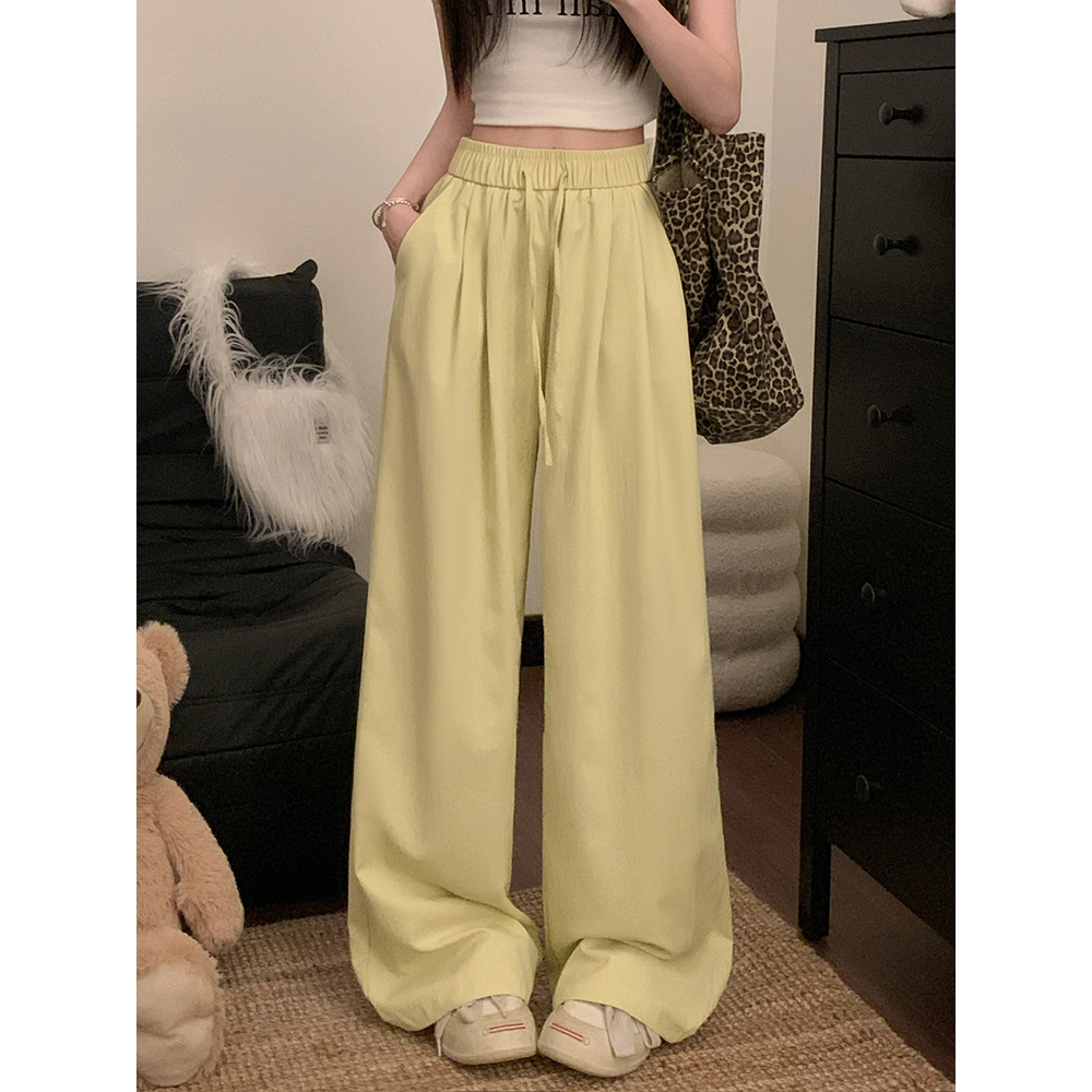Real shot!  2025 elastic waist drawstring slimming wide-leg pants for women loose pants casual pants floor trousers