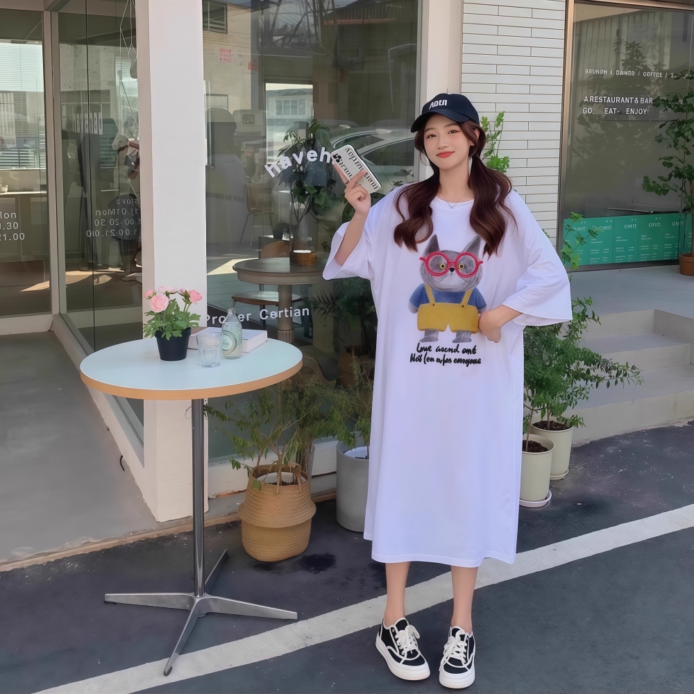 首發胖mm大碼女裝純棉洋氣寬鬆顯瘦減齡新款休閒連衣裙夏裝