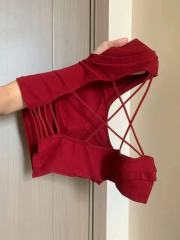 非實拍 帶胸墊紅色小吊帶背心夏季內搭外穿設計感露背短款潮