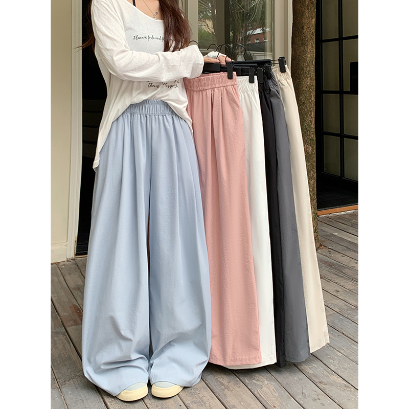 Real shot!  2025 new elastic waist slim casual pants for women loose wide-leg pants