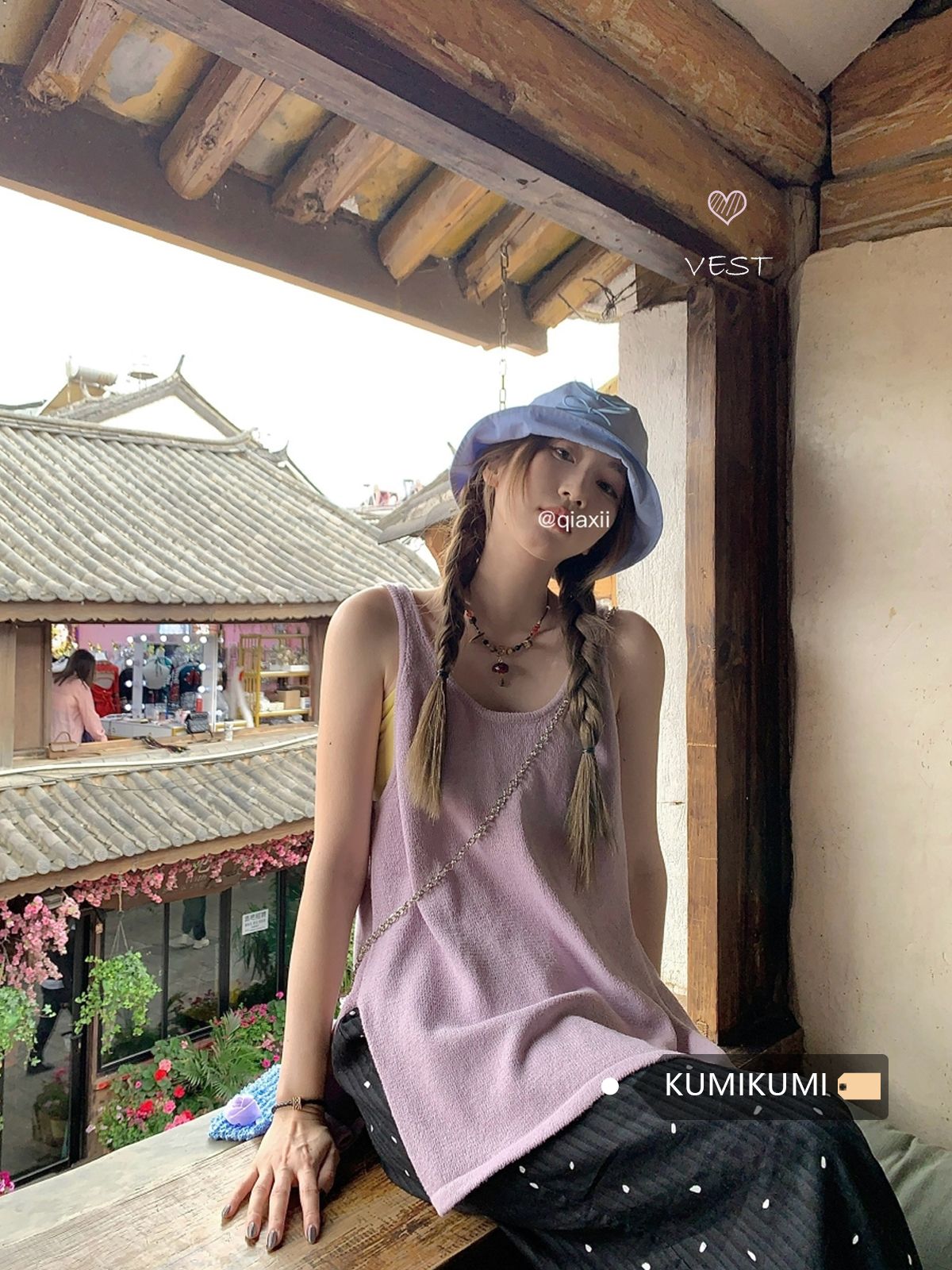 Solid color simple irregular layered knitted suspender vest women's clothing 2025 summer slit loose casual top trendy