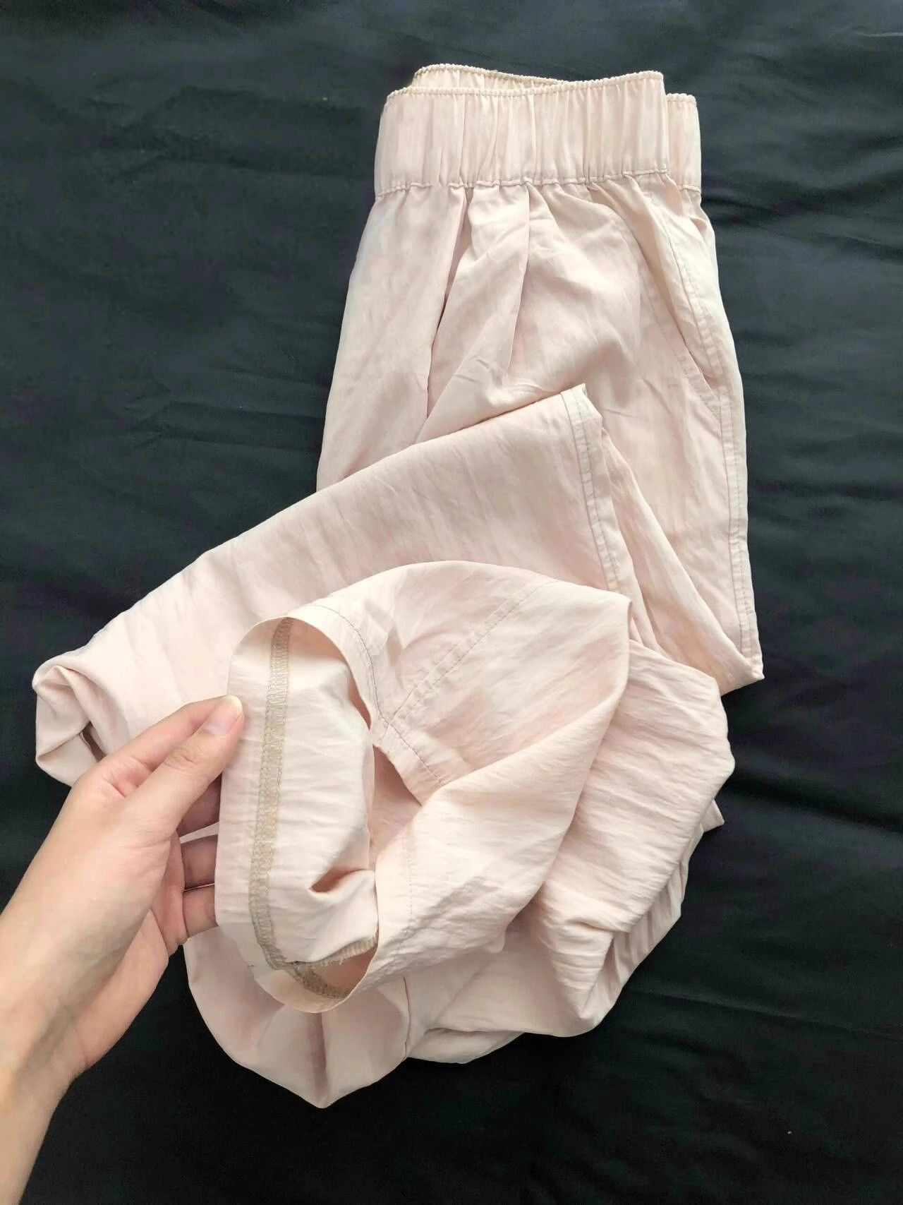 Pink ice silk wide-leg Yamamoto pants for women in summer 2025 new high-waisted slimming straight floor trousers