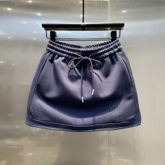 Korean chic design summer new elastic waist sexy hot girl a-line sports small letter embroidered skirt