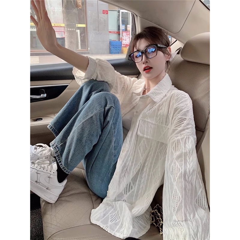 Official picture original fabric casual shirt design sense shirt French long-sleeved temperament sun protection top