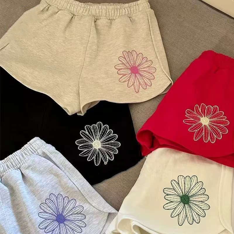韓國chic設計感小眾A字短褲夏季新款刺繡小雛菊百搭休閒褲女褲子