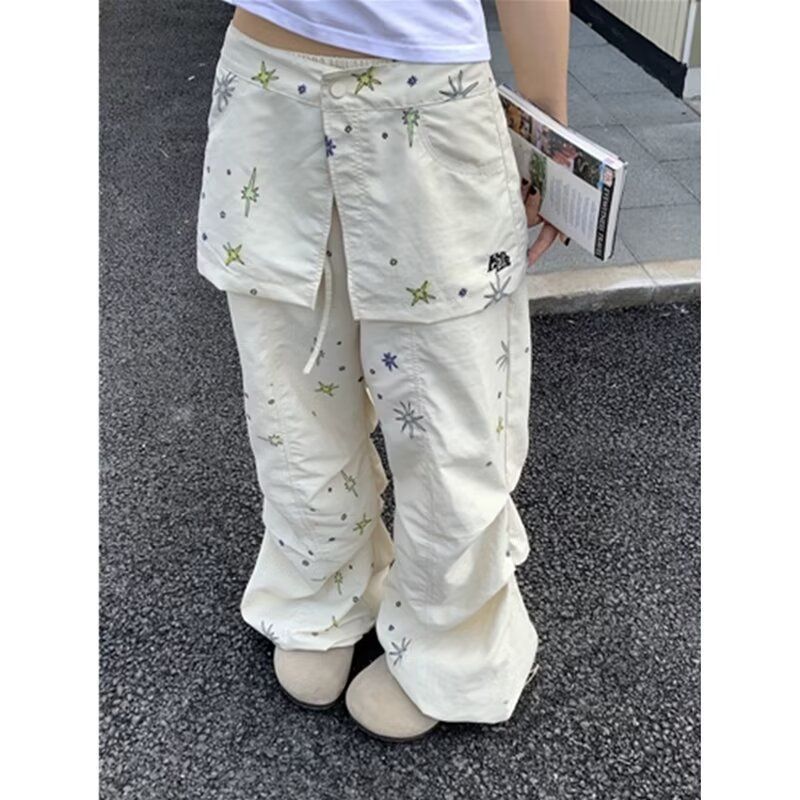 Two-piece set of new loose casual pants Korean style trendy versatile pants with wide-leg floor trousers