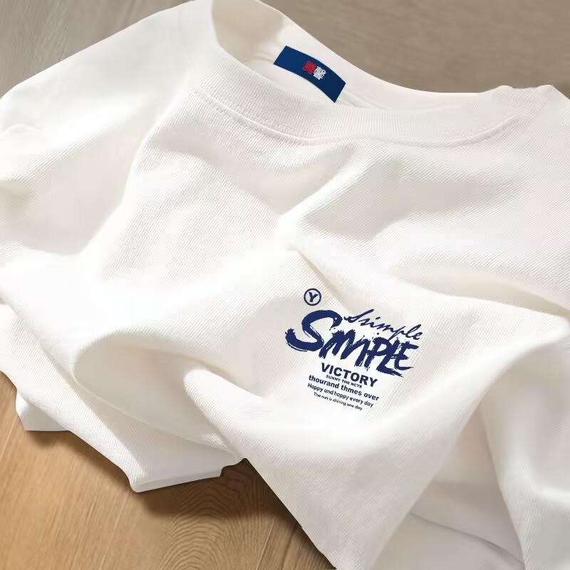 Summer short-sleeved T-shirt 2025 new design niche round neck printed letters versatile loose top