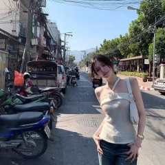 Titi sister white camellia matter pure desire neck hand crochet flower tie breast