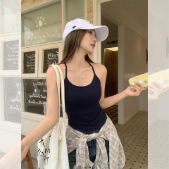 Real photos of Zhao Lusi's same suspender vest for women in summer slim fit and slim sweet hot girl with breast pad suspender top