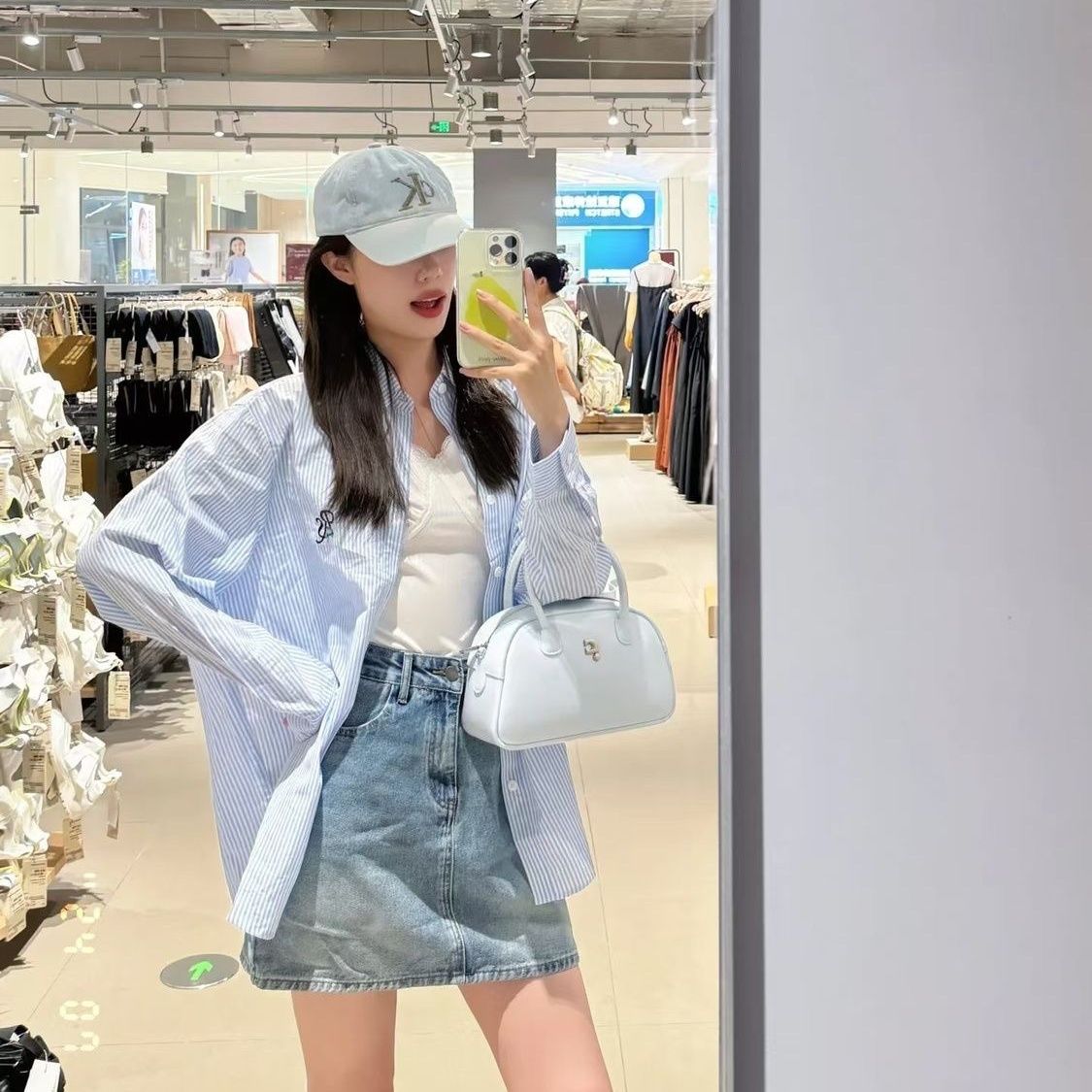 French lazy style blue striped shirt early autumn and winter new niche design loose and versatile long-sleeved top