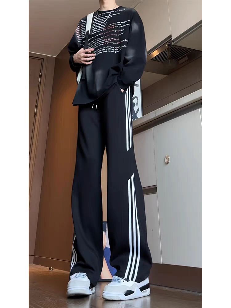 Side splicing three-bar quick-drying straight trousers for women's spring and summer new style of charge pants for students' casual sports pants