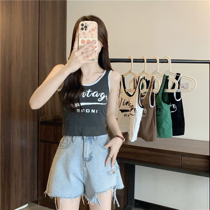 實拍帶胸墊80錦綸20氨綸夏季新款插色百搭修身內搭背心女