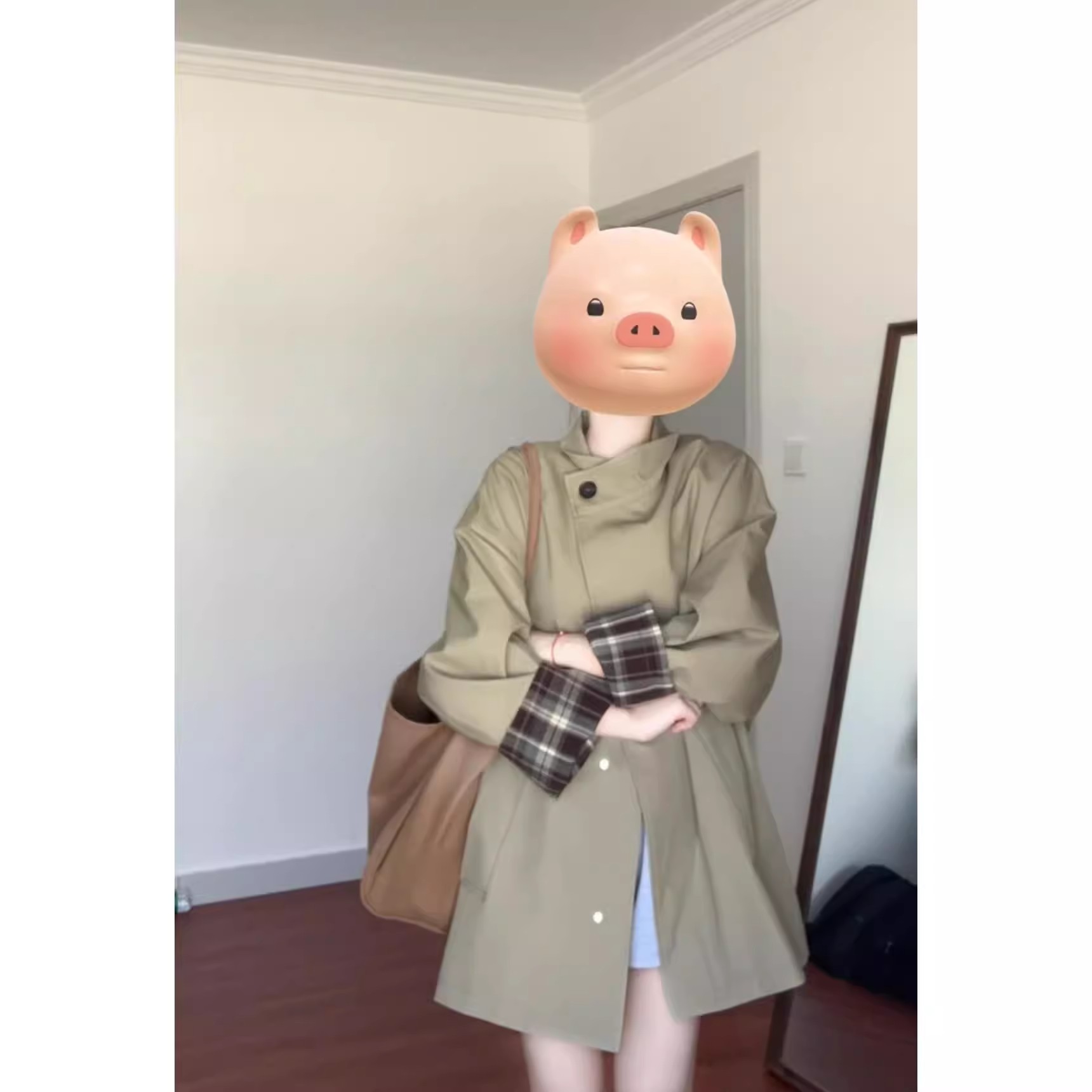 Early spring khaki windbreaker jacket for women 2025 spring and autumn new mid-length small coat