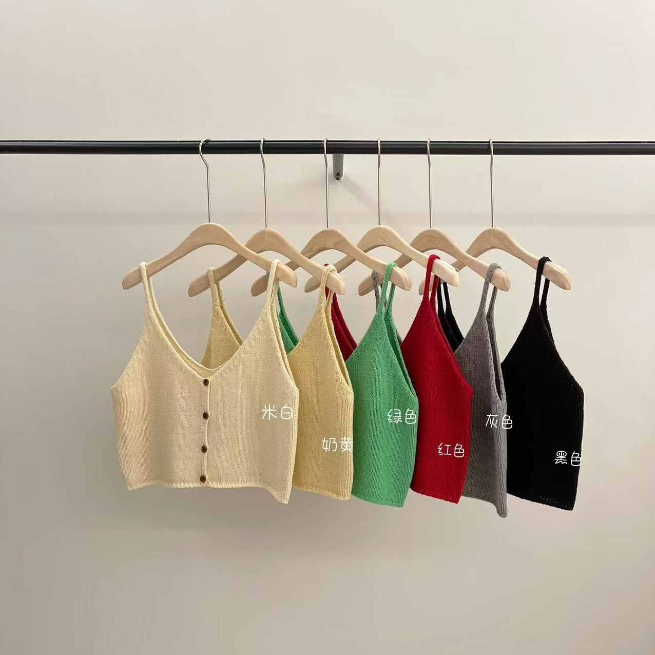 Green short knitted vest vest for women 2025 new style exterior wear layered small suspender vest sleeveless top