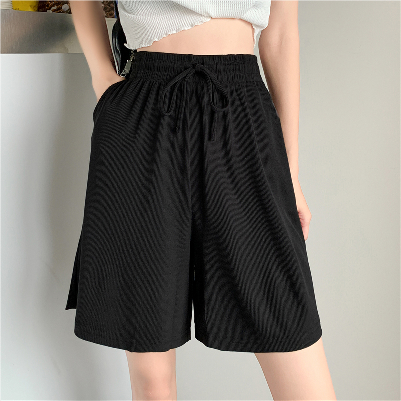Ice silk ribbed summer new wide-leg loose casual pants for women's sweatpants