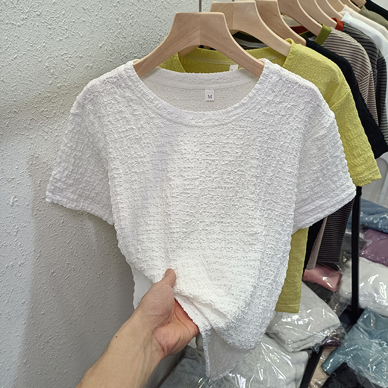 Real shot of short-sleeved summer Korean loose top