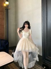 Blovelan Half Love Words Big bow princess skirt jacquard fluffy and thin tail dress birthday dress