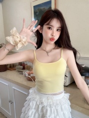 2025 spring and summer large size women's new lace edge pure sweet and spicy style inner strap vest