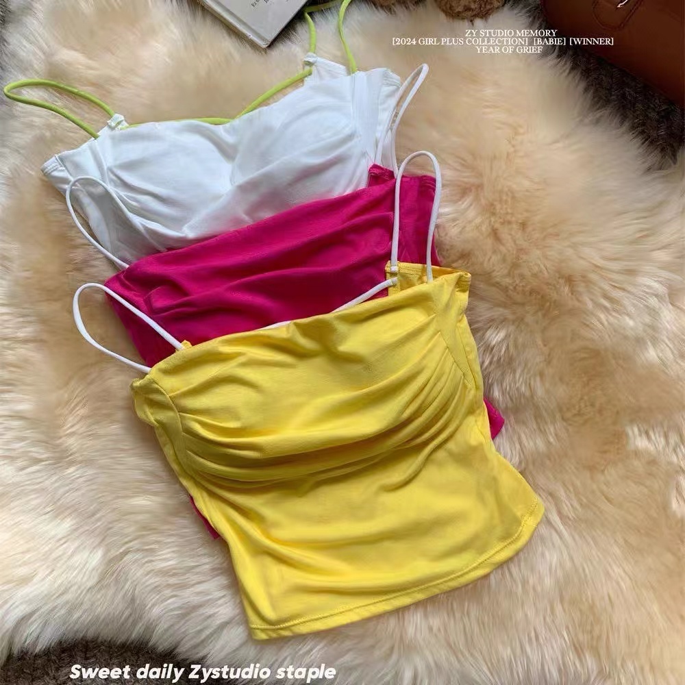 Cotton back cross hollow design short hot girl suspender vest sexy top small vest
