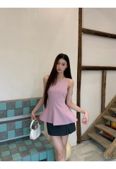 設計感小眾性感露背吊帶背心女夏季2025新款修身收腰氣質粉色上衣