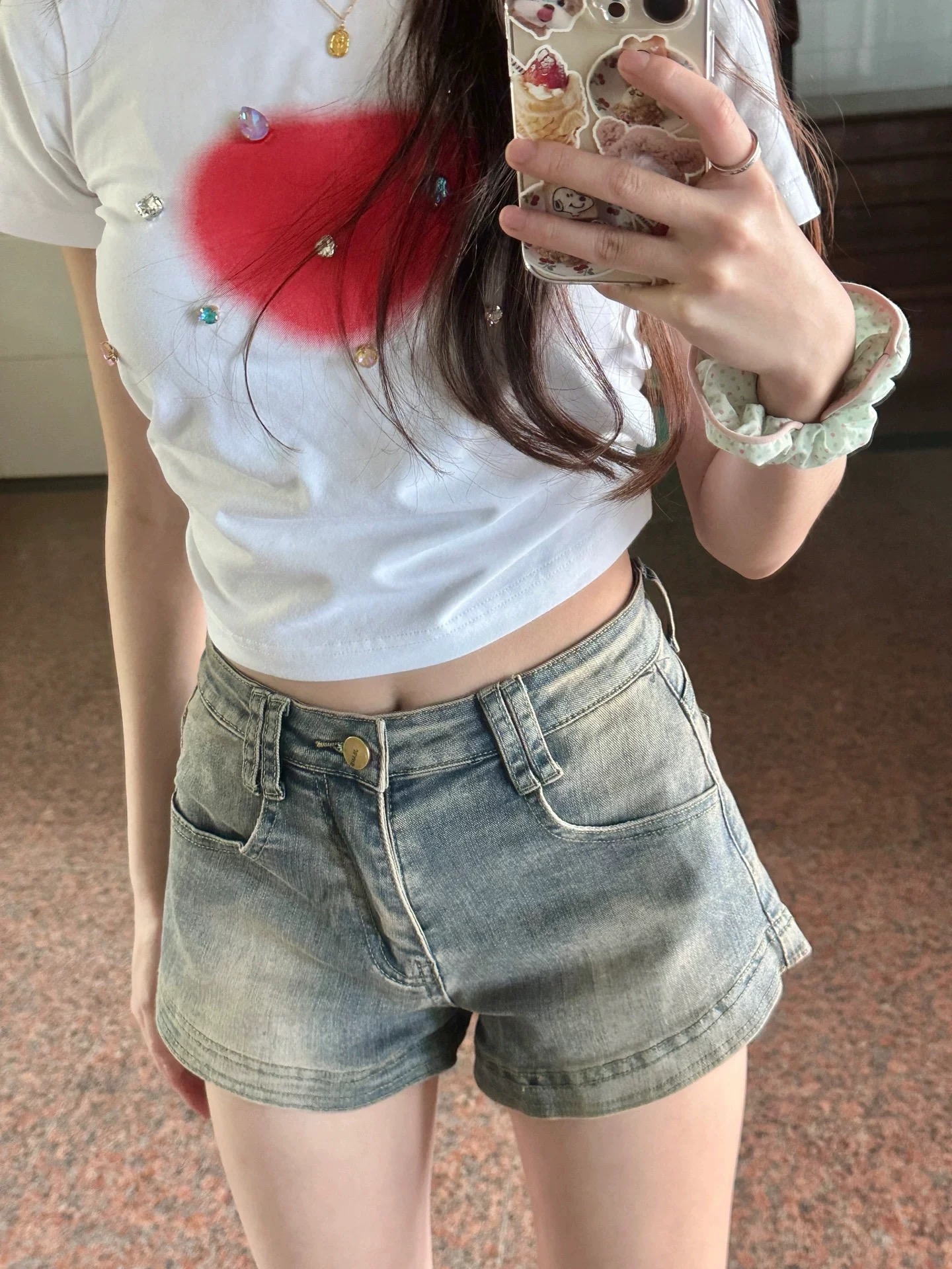 Korean American high street denim shorts for women in summer design, high waist slim hot girl old retro A-line hot pants