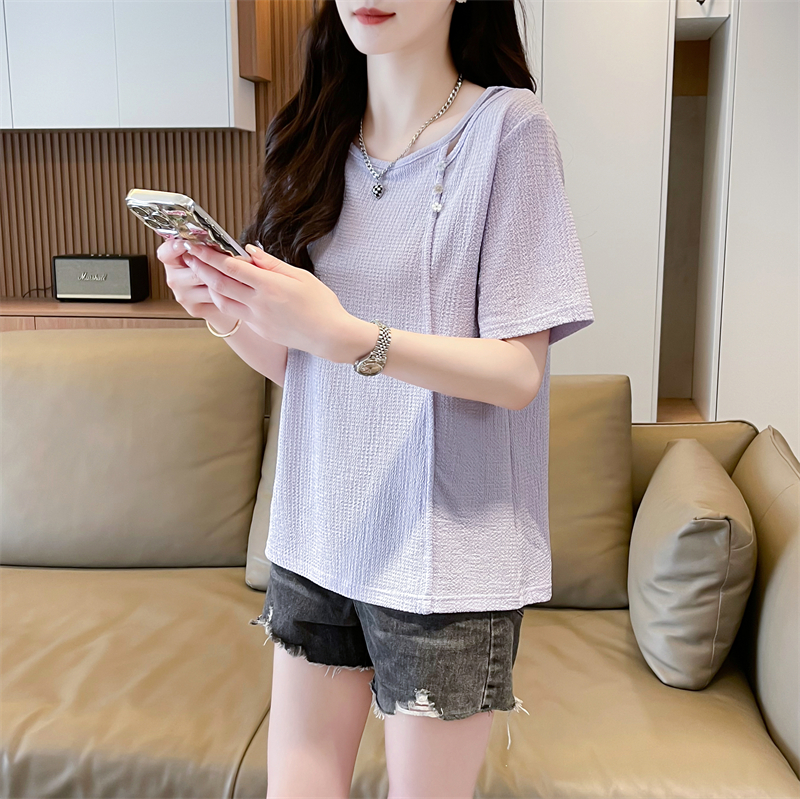 實拍棉質網紅ins潮超火短袖t恤女夏季寬鬆休閒設計感小眾百搭上衣