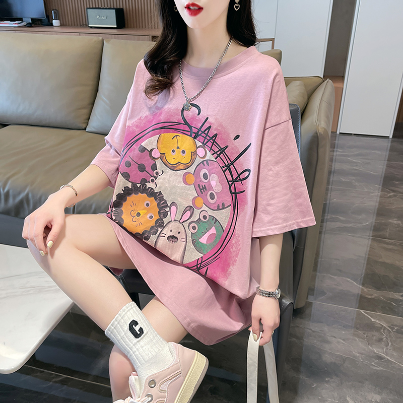 首發實拍棉質夏季短袖T恤女減齡小清新慵懶風上衣